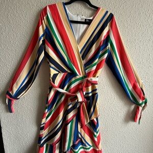Dress Sleeves Multicolor V-Neck Wrap  Size XS-S